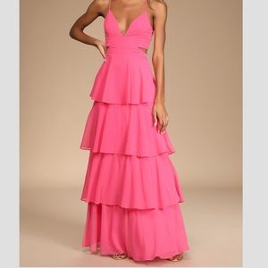 Hot Pink Tiered Maxi Dress